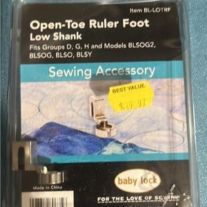 Open toe ruler foot  Babylock. Quilting